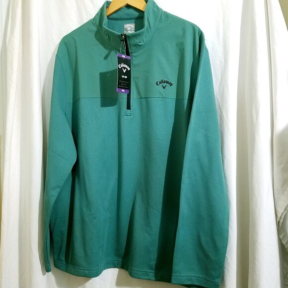 Callaway Men’s Quarter Zip Pullover XXL Green New Golf Sweatshirt Performance - Picture 2 of 16